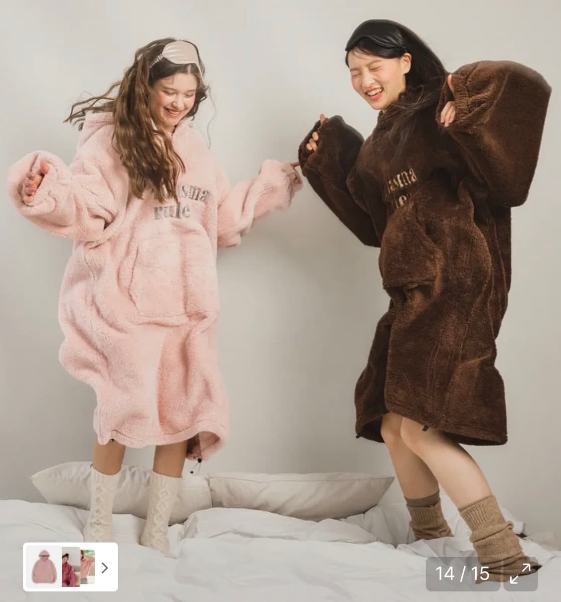 마스마룰즈 플리스 후디 핑크색 상품이미지3