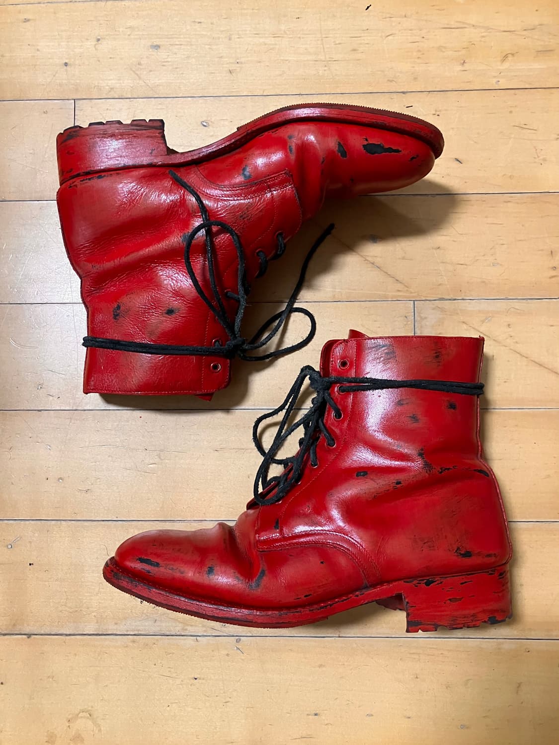 Japanese 90s 레드 풀 페인티드 레이스업 부츠 275 상품이미지3