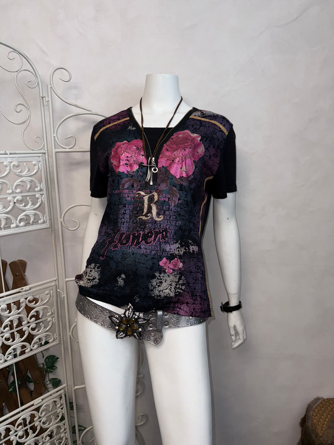 Black purple oriental fairy rose half t  상품이미지4