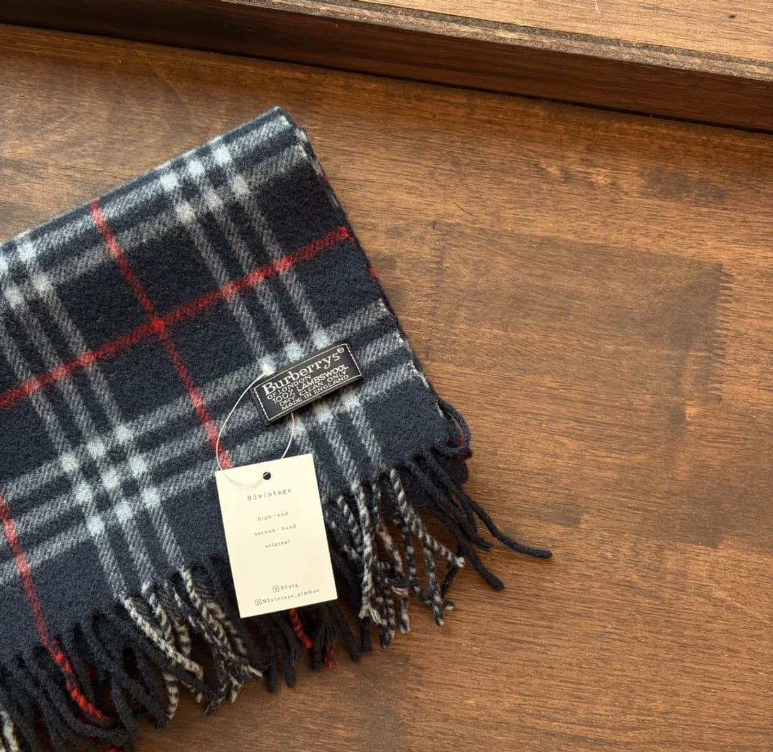 15373 - 버버리 네이비 노바 체크 울 머플러 (램스 울 100%) 상품이미지3