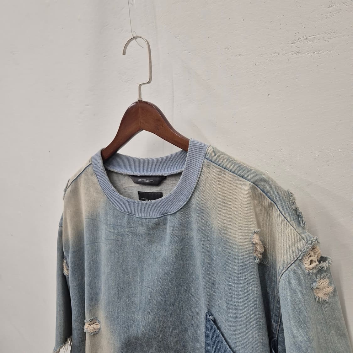 자라 맨 반팔 데님 맨투맨 M 상품이미지2
