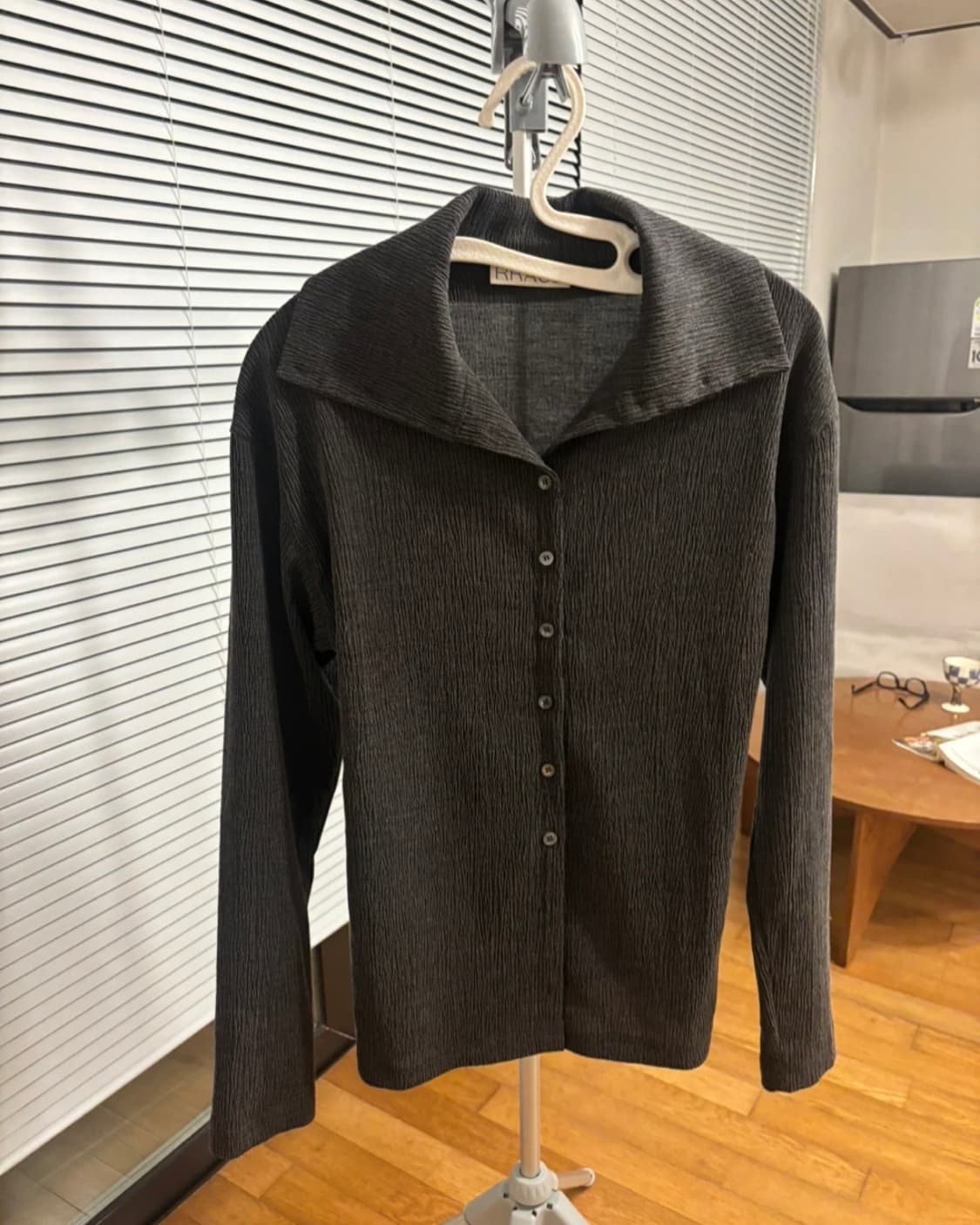 레이스 rrace 플리츠 블라우스 차콜 M 상품이미지5