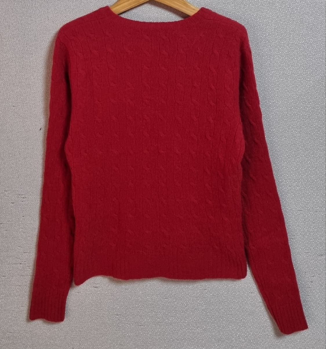 실측 XS (44) 폴로 레드 브이넥 꽈배기 니트 상품이미지2