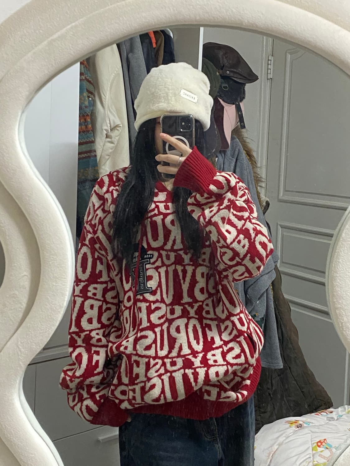 간지 뒤지는 후부 니트 후드 상품이미지2