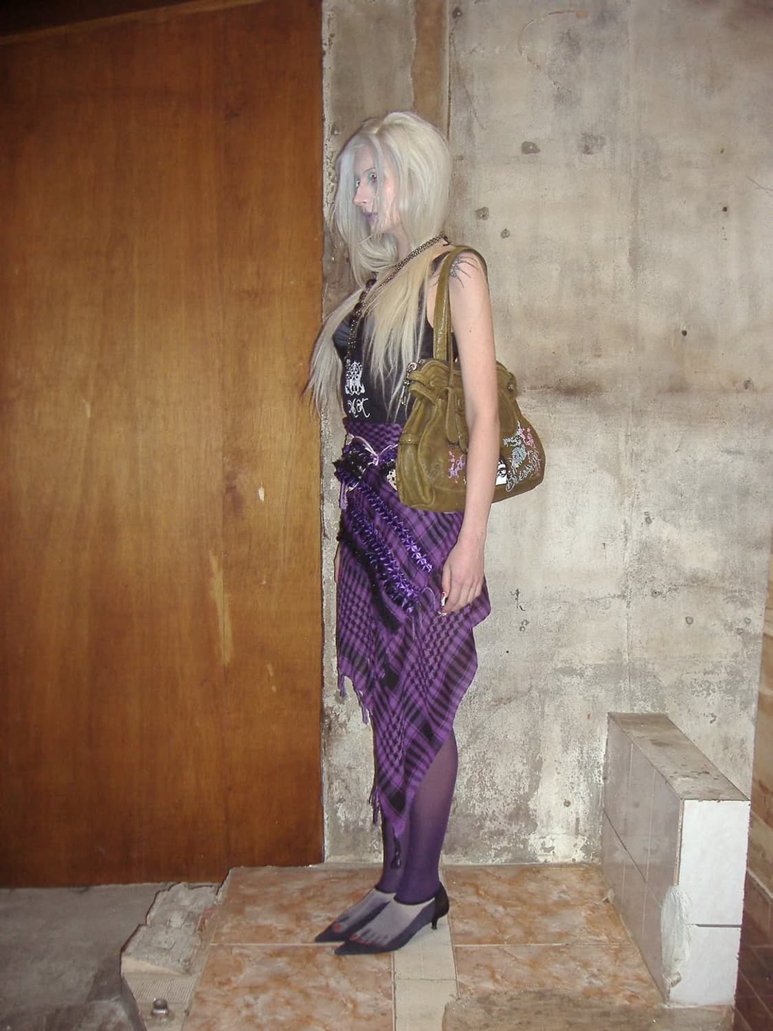 Purple check layered sk 상품이미지3