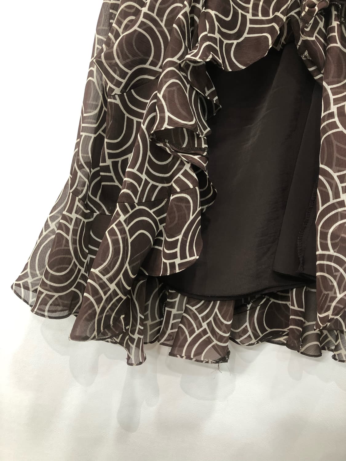 brown circle pattern frill midi skirt    상품이미지4