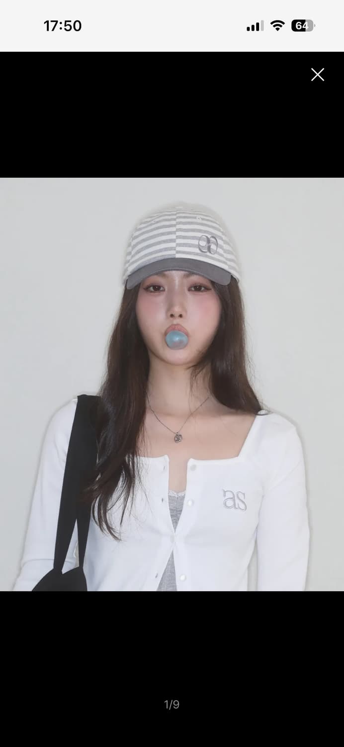 (미개봉) 애즈온 스트라이프 볼캡 그레이 상품이미지1