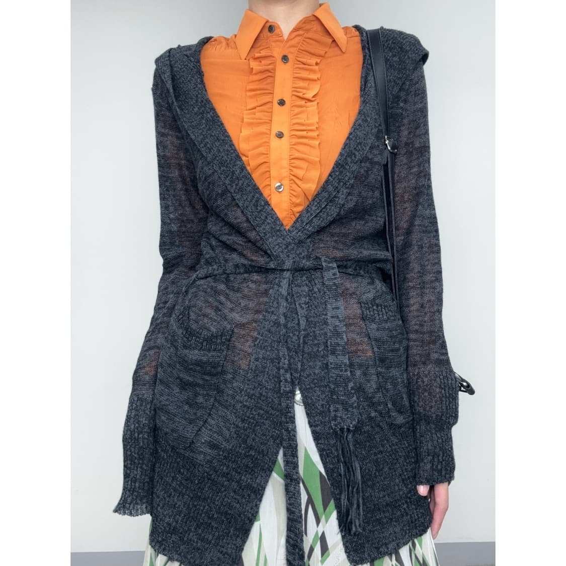 빈티지 그레이 후드 가디건 상품이미지1