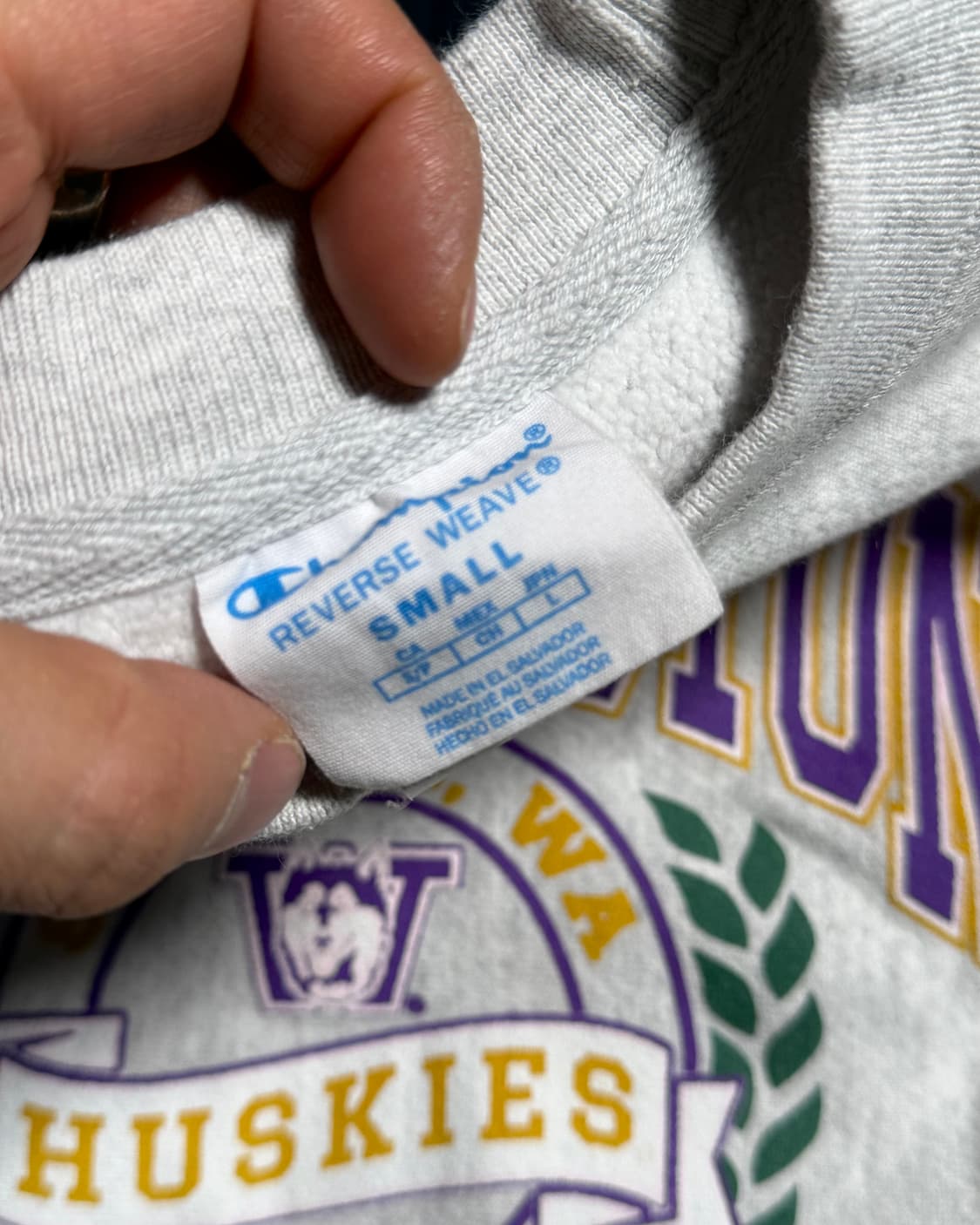 00‘s 챔피온 리버스위브 워싱턴 허스키 스웻셔츠 S 상품이미지4