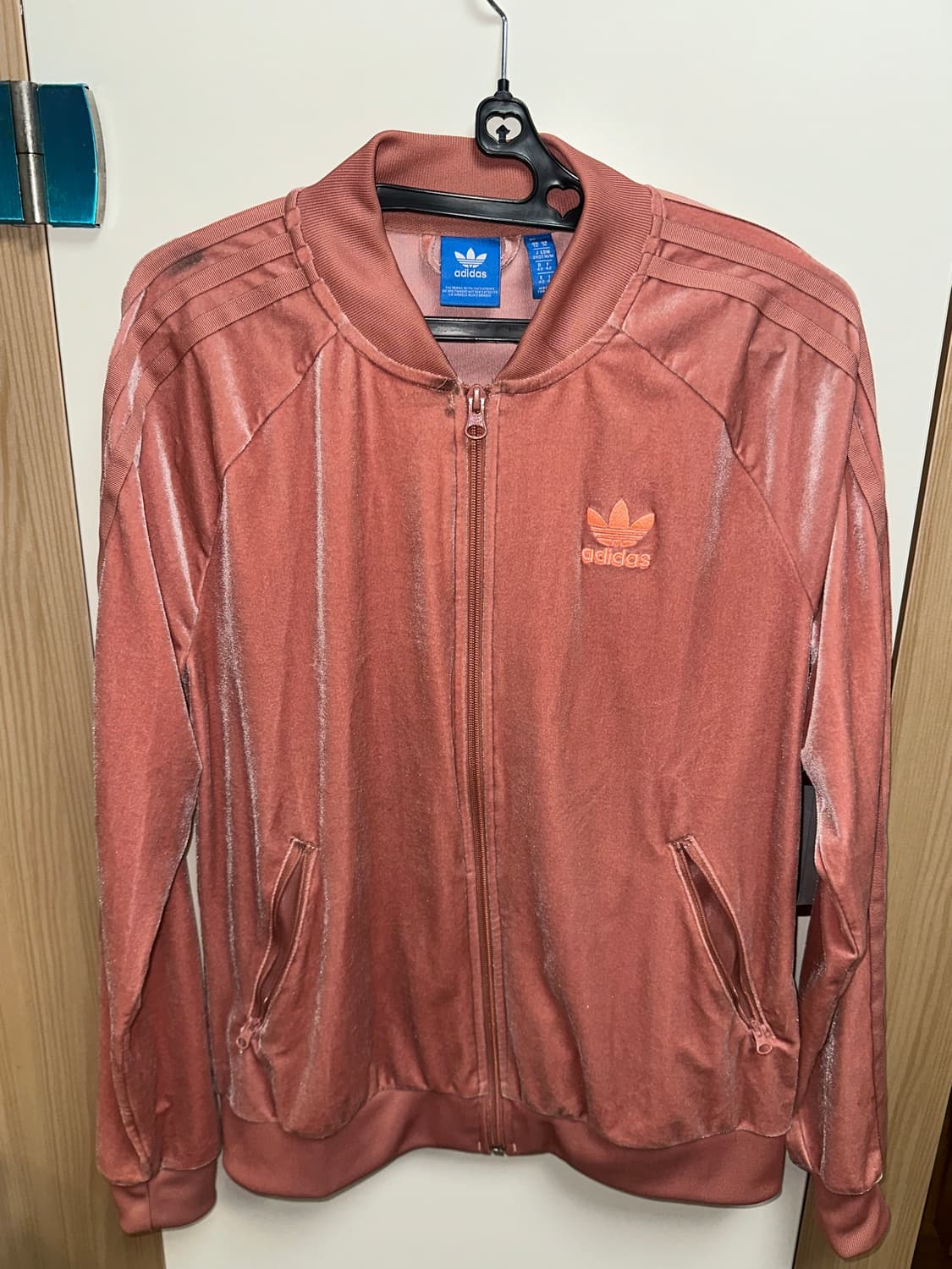 아디다스 빈티지 벨벳 자켓 핑크 상품이미지1