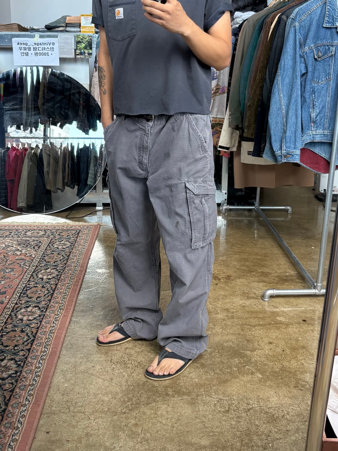 칼하트 carhartt 빈티지 그레이 카고팬츠 상품이미지2