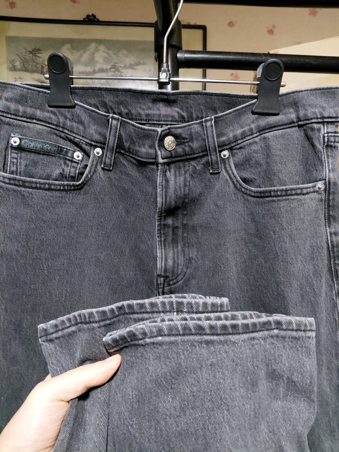 [켈빈클라인]워시블랙(흑청)테이퍼드핏 스트레치 데님 청바지 32사이즈  상품이미지8