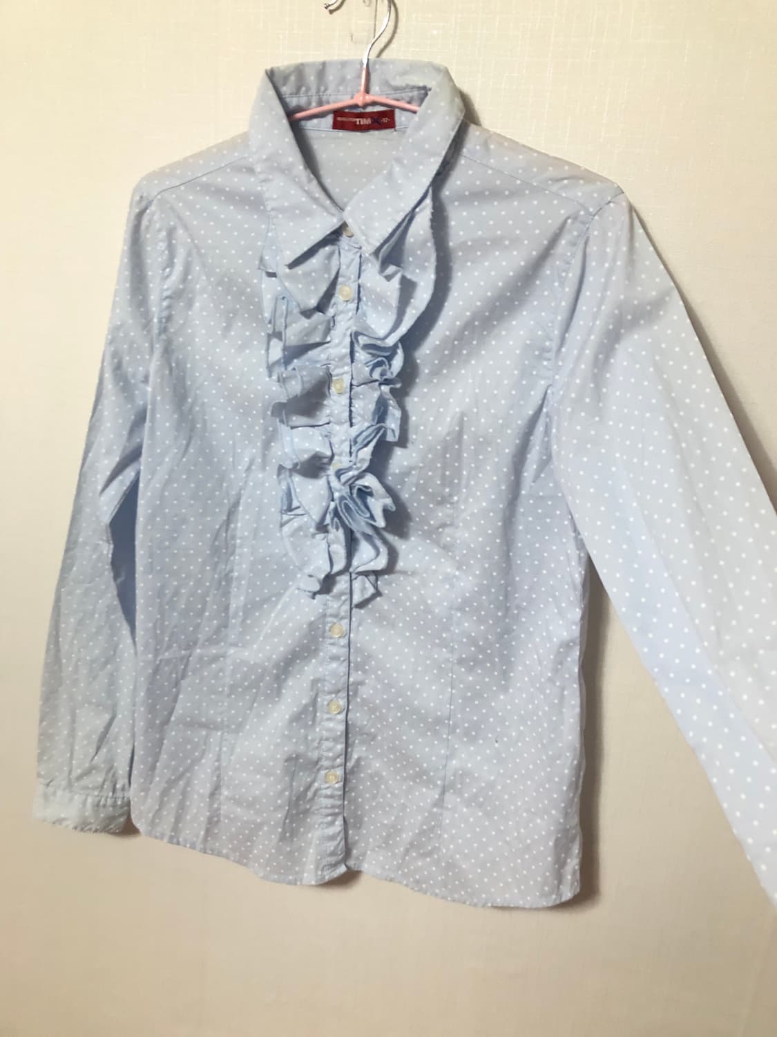 Sky Blue Dot Frill Shirts 상품이미지3
