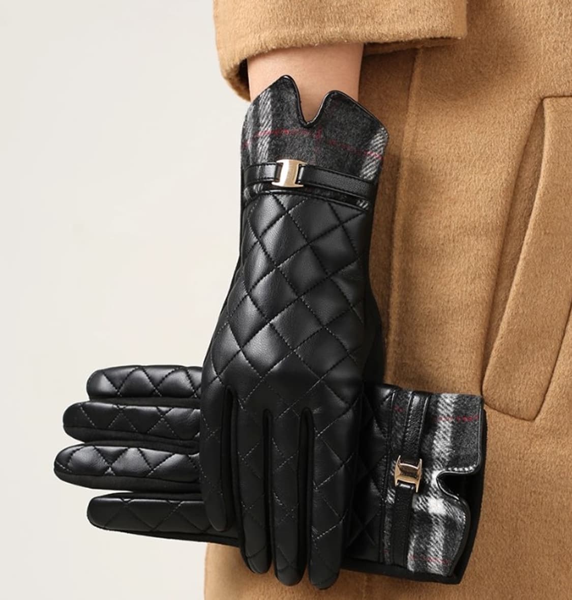 퀼팅 레더 여성용 장갑 (새상품) 상품이미지3