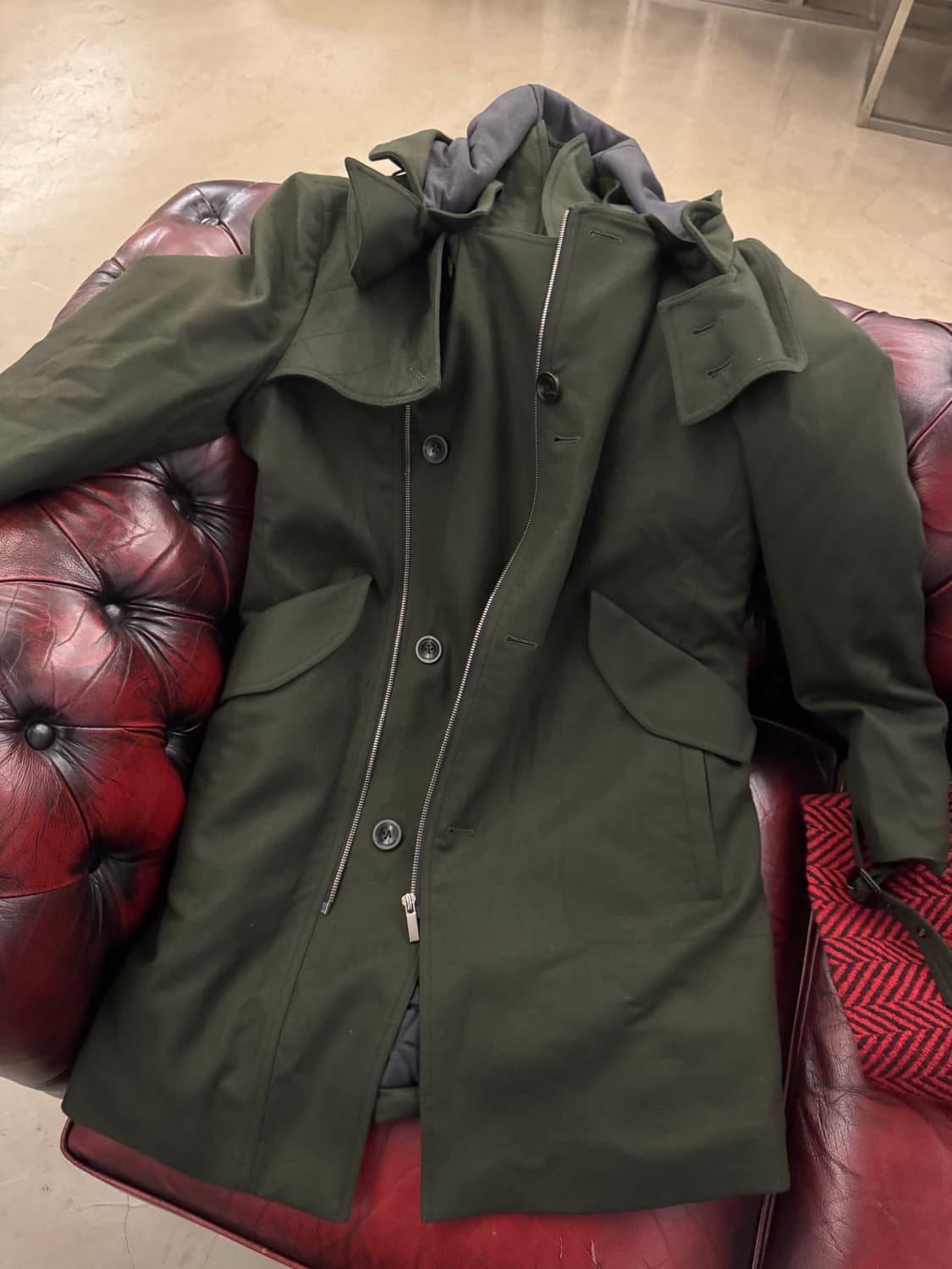 [95] 미착용 국내 양복점 제작 카키 야상 패딩 자캣 점퍼 상품이미지1
