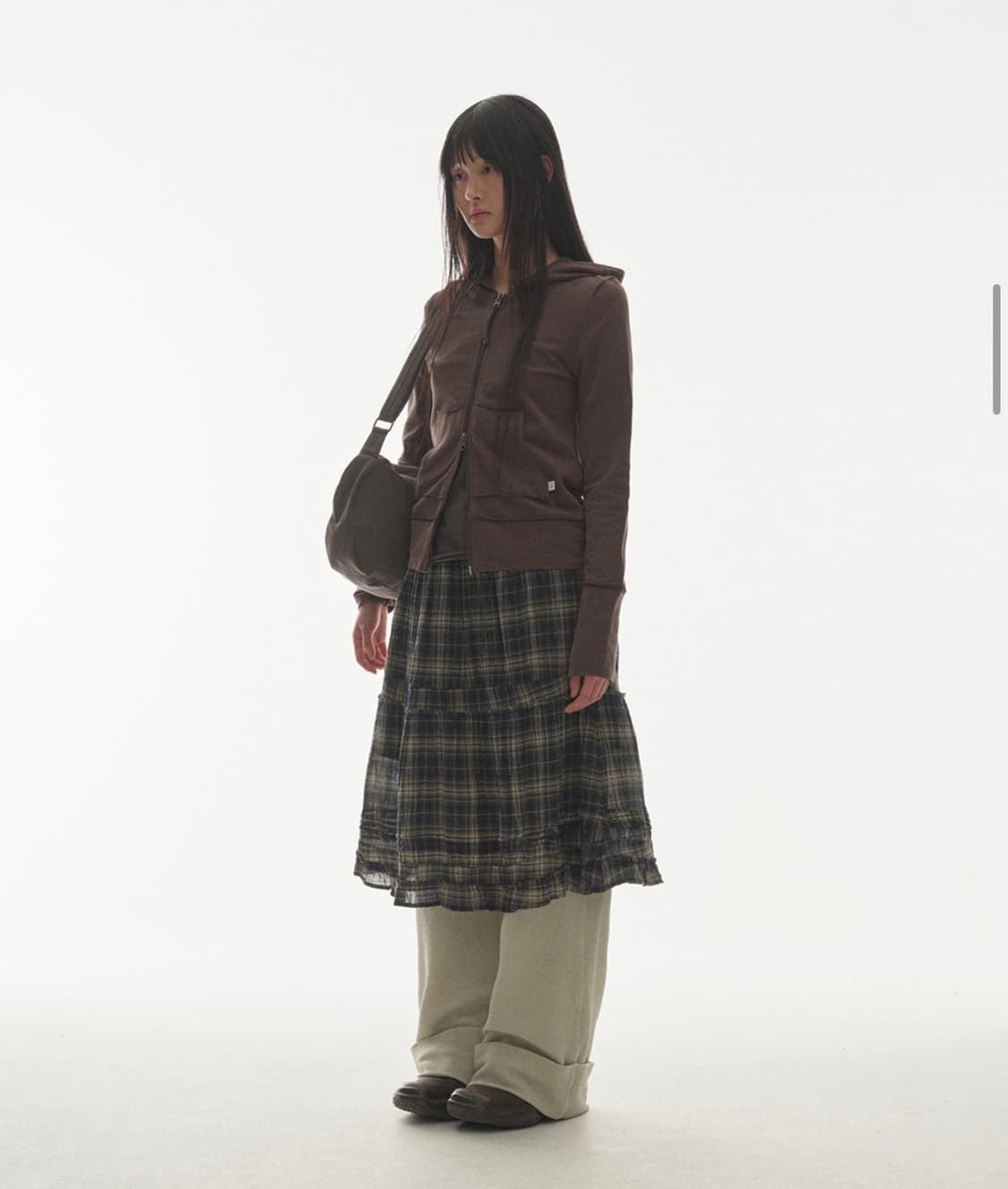 코이세이오 셔링 미디 스커트 체크 상품이미지3