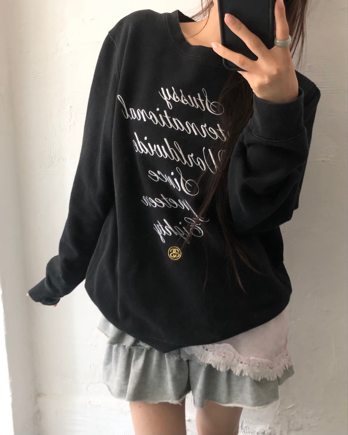 Stussy 스투시 레터링로고 블랙컬러 스웻셔츠 맨투맨 상품이미지1