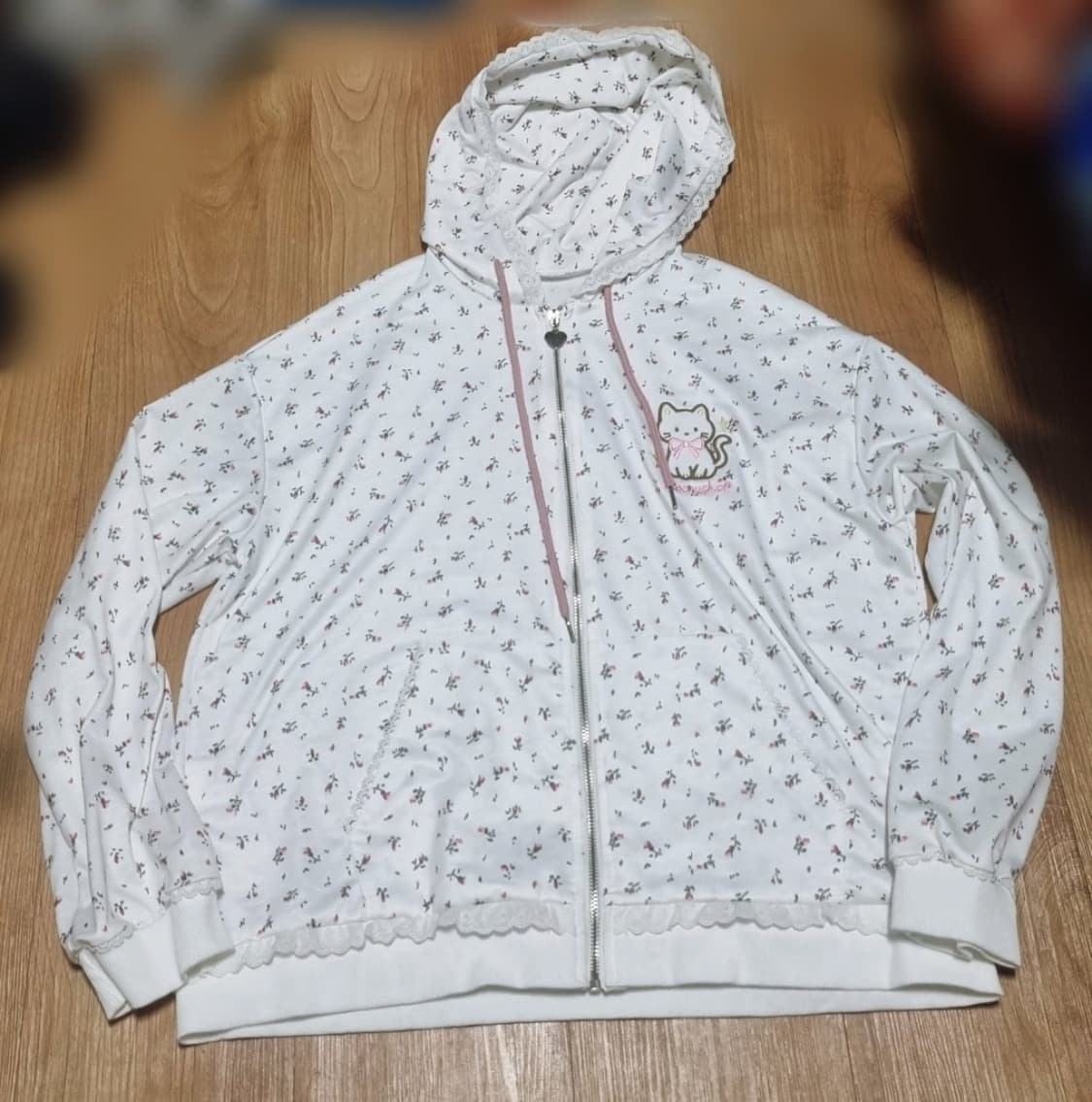 빈티지 자수 꽃무늬 후드집업 모리걸 상품이미지1