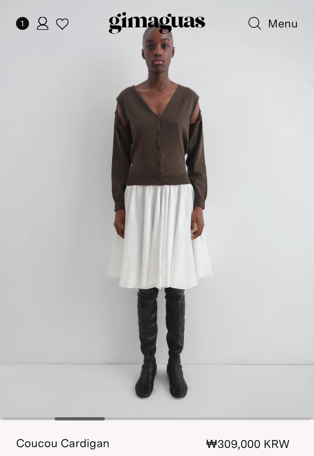 [XS,S,M]기마구아스 Coucou 컷팅 가디건/브라운 상품이미지7