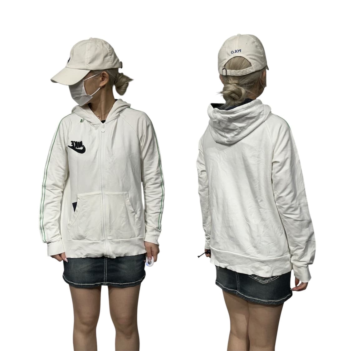 나이키 화이트 블랙 로고 사이드 라인 후드집업 L 상품이미지1