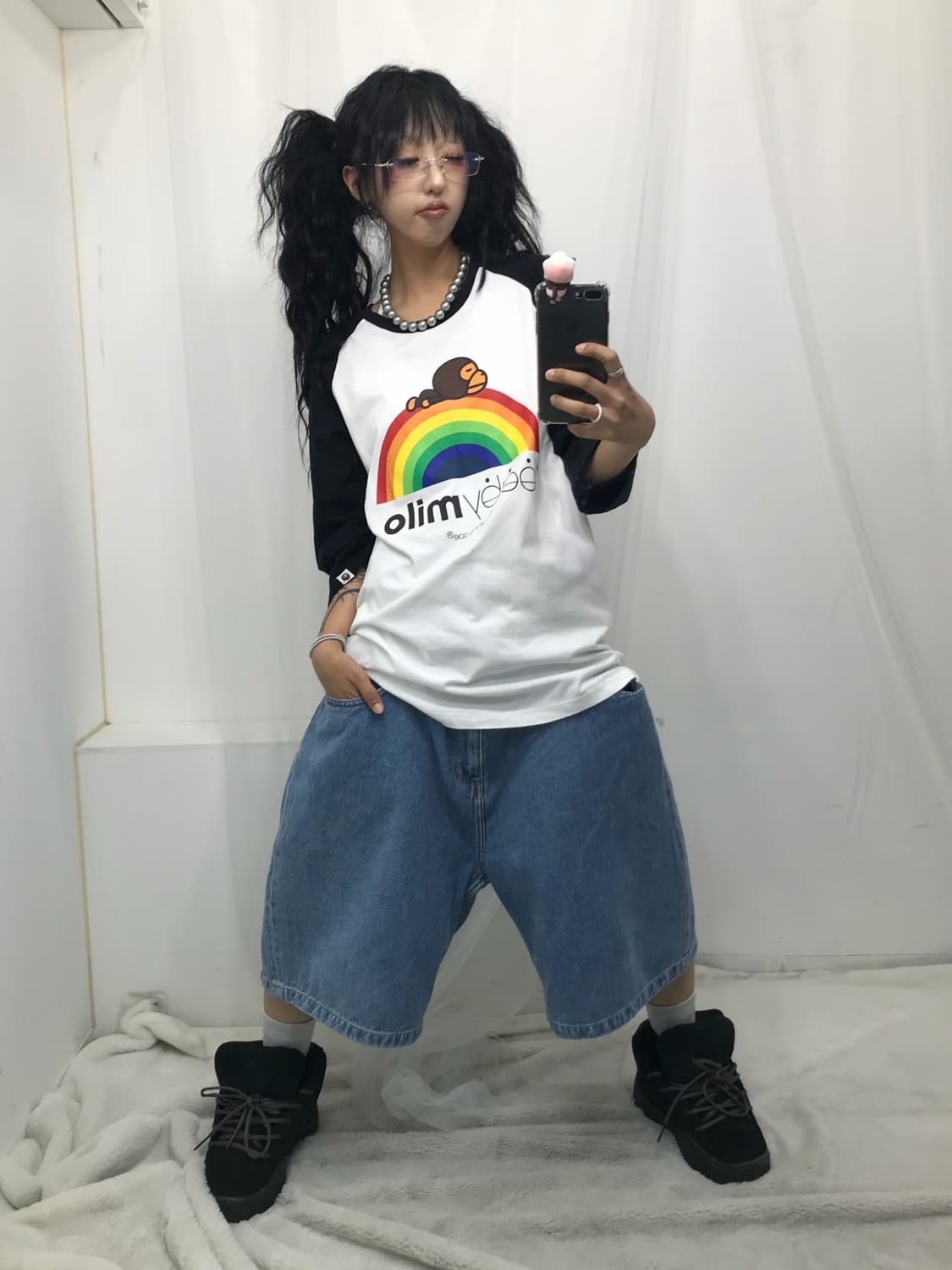 < Bape Baby Milo Rainbow Raglan T-shirt  상품이미지5