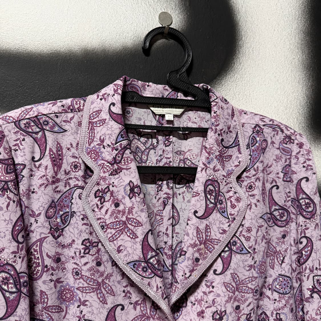 VTG 빈티지 연보라 페이즐리 패턴 카라 자켓 상품이미지3
