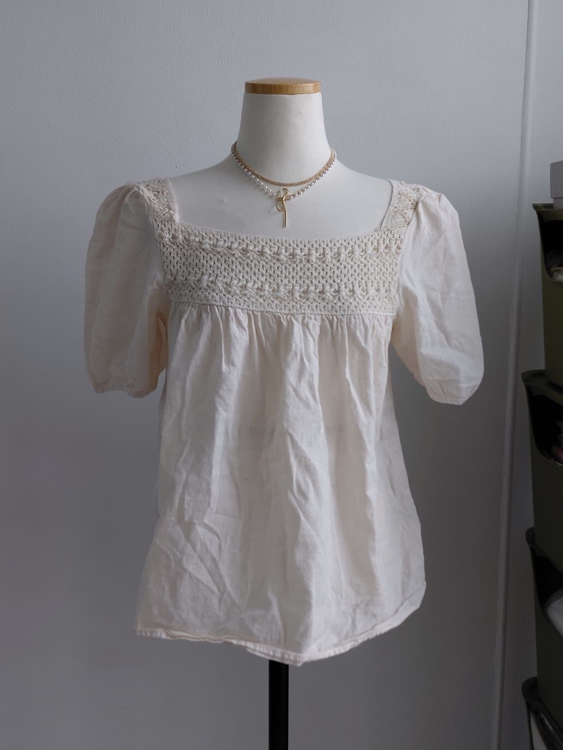 [빈티지] 세레니티룩 아이보리 스퀘어넥 블라우스 55사이즈 상품이미지1