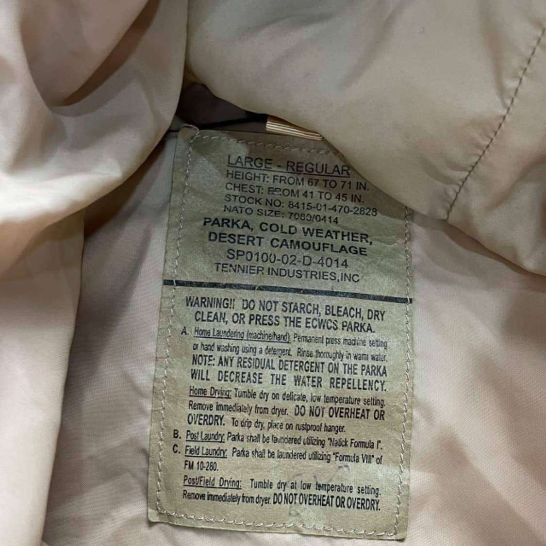100 미군 오리지날 ECWCS 데저트 카모 고어텍스 파카 상품이미지3