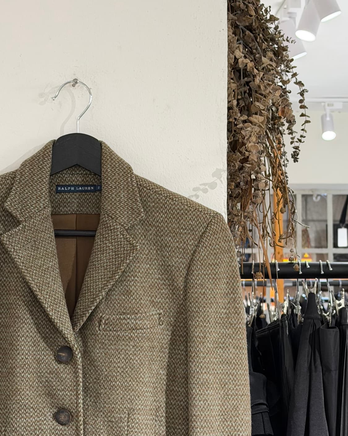 랄프 로렌 카키 싱글 헤링본 트위드 울 자켓 상품이미지3