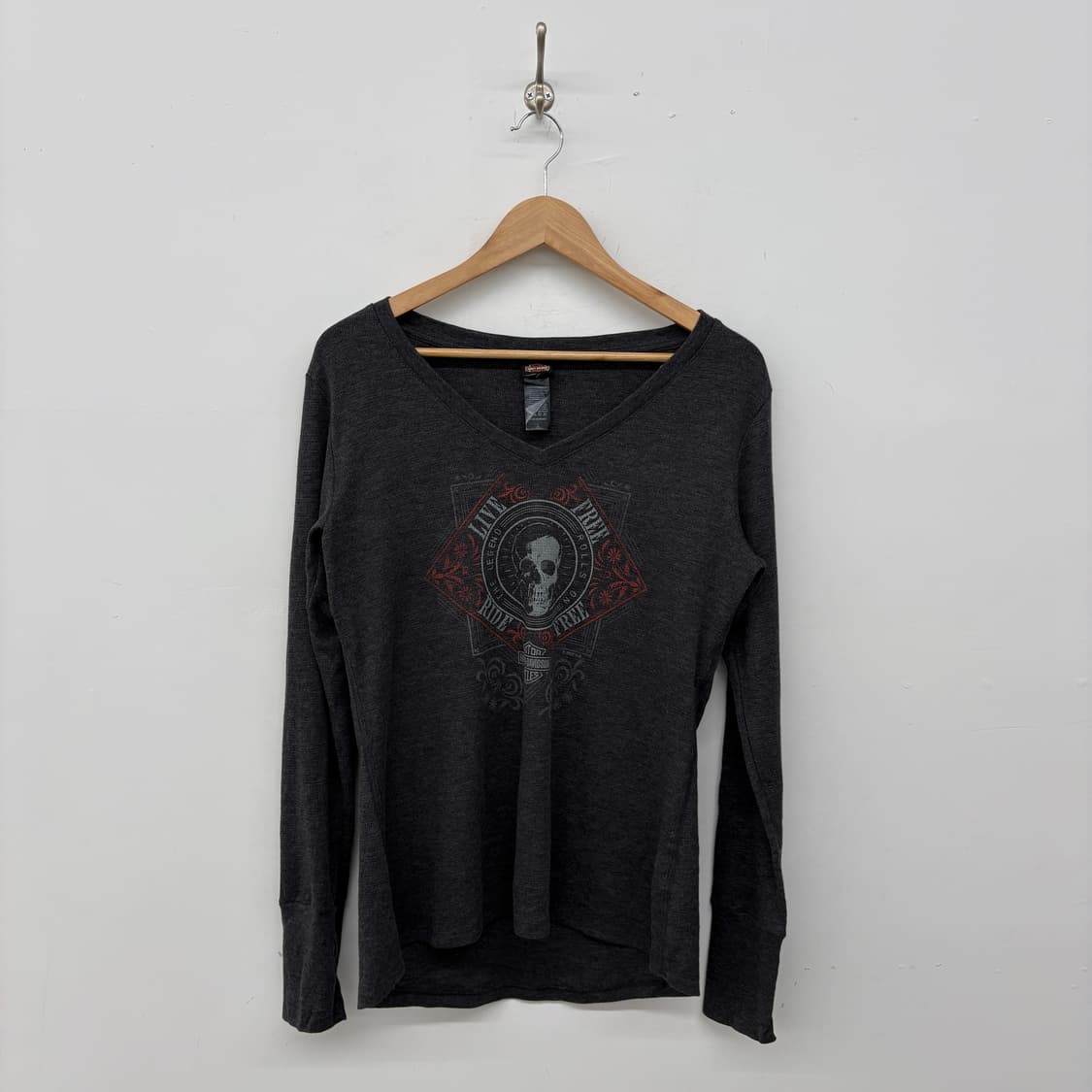 할리데이비슨 스컬 프린팅 긴팔 티셔츠 여성 L 상품이미지1