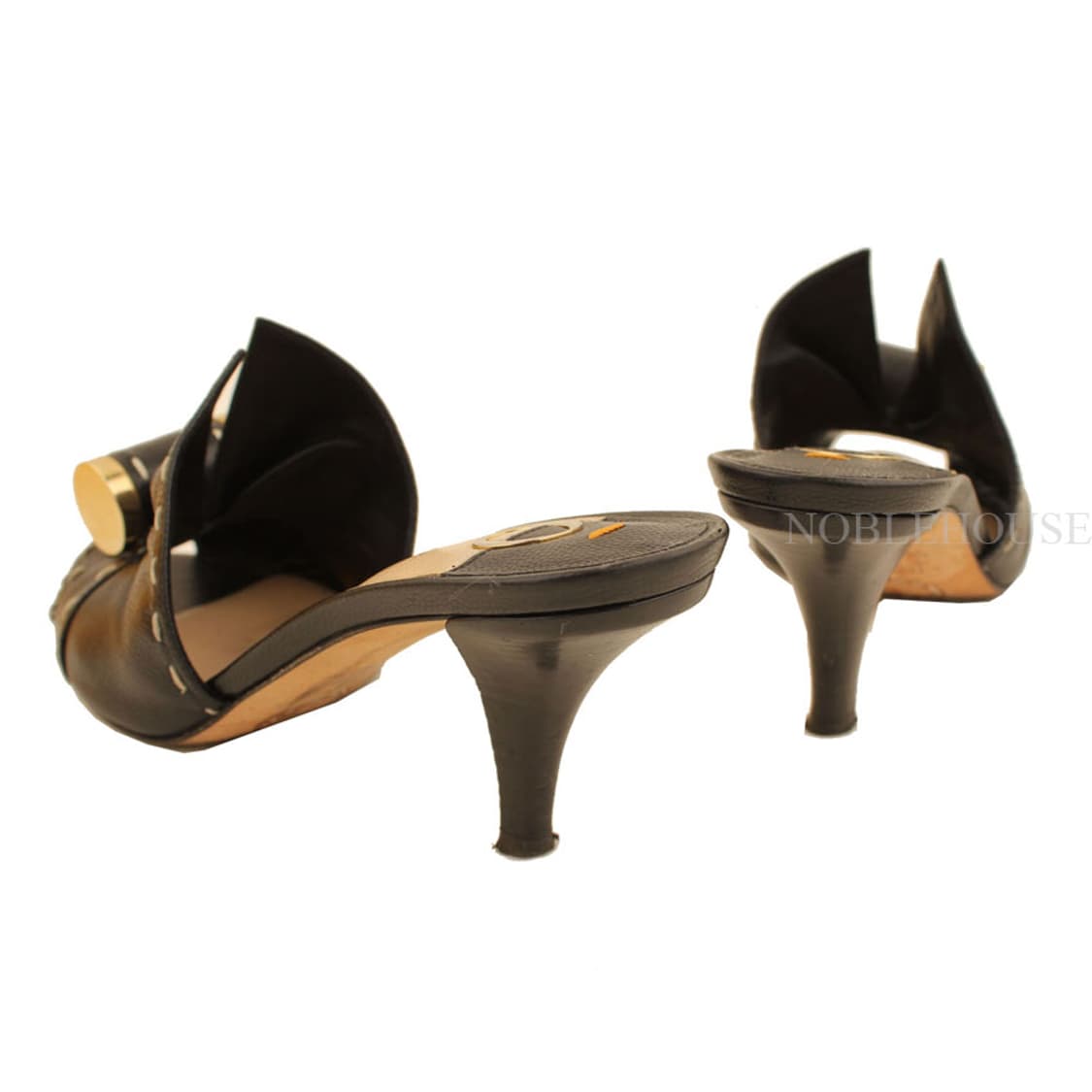 오쥬르 블랙 화이트 스티치 뮬 슬리퍼 35 1/2 상품이미지5