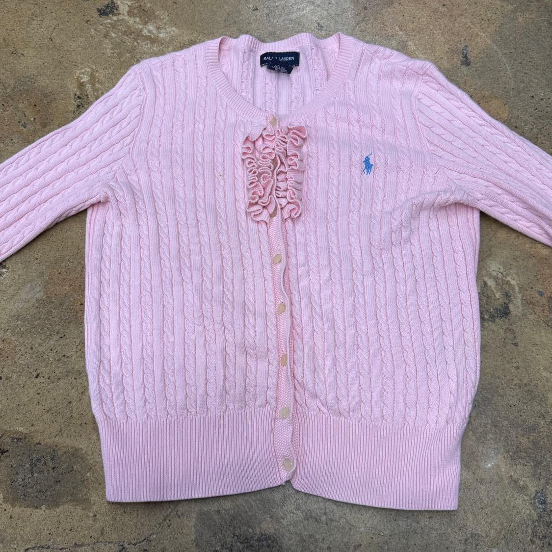 폴로 랄프로렌 딸기우유 프릴 꽈배기 니트 가디건  상품이미지3