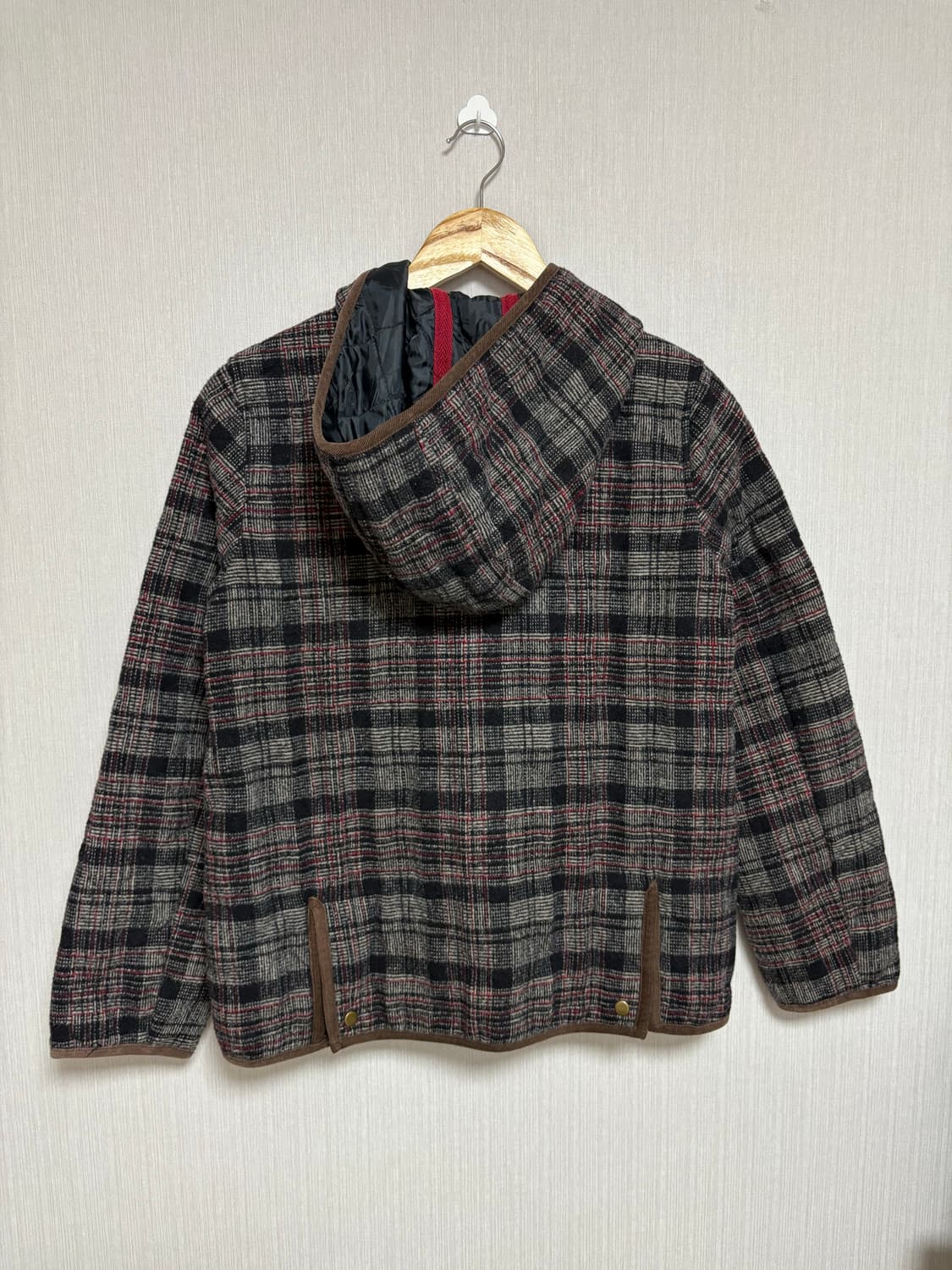 체크 후드 더플 코트 상품이미지8