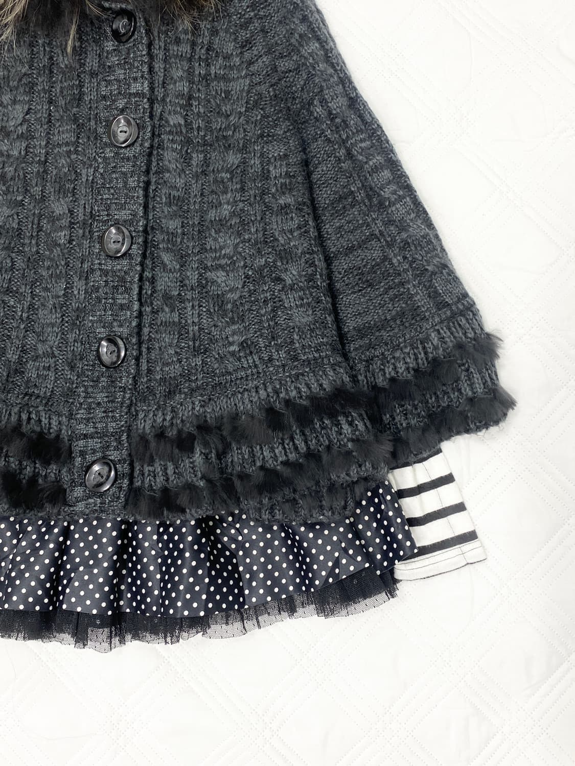 ꒰ঌ 도트 블랙 캣 케이프 세트 ໒꒱ 상품이미지5