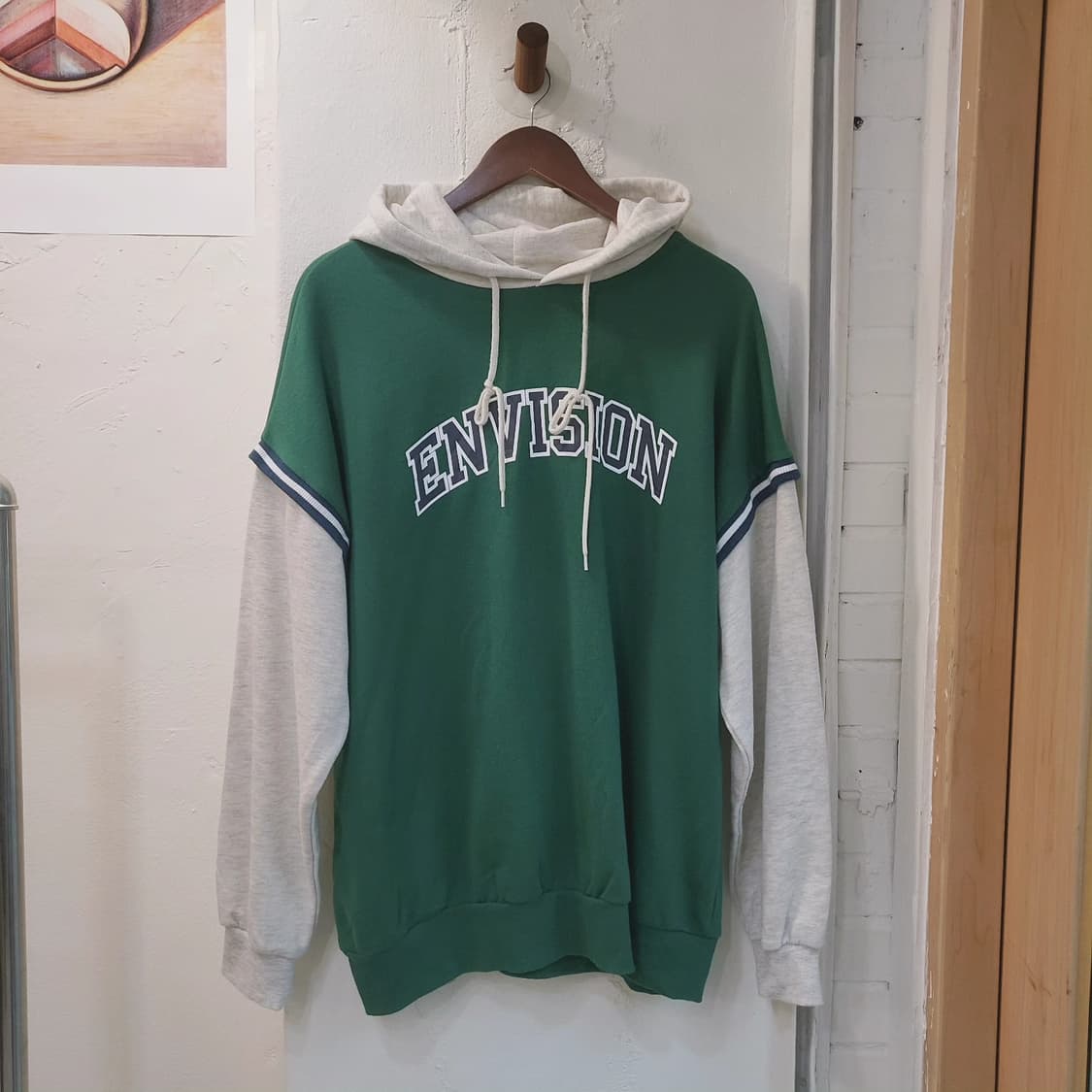 Browny vintage 배색 후드티셔츠 상품이미지3