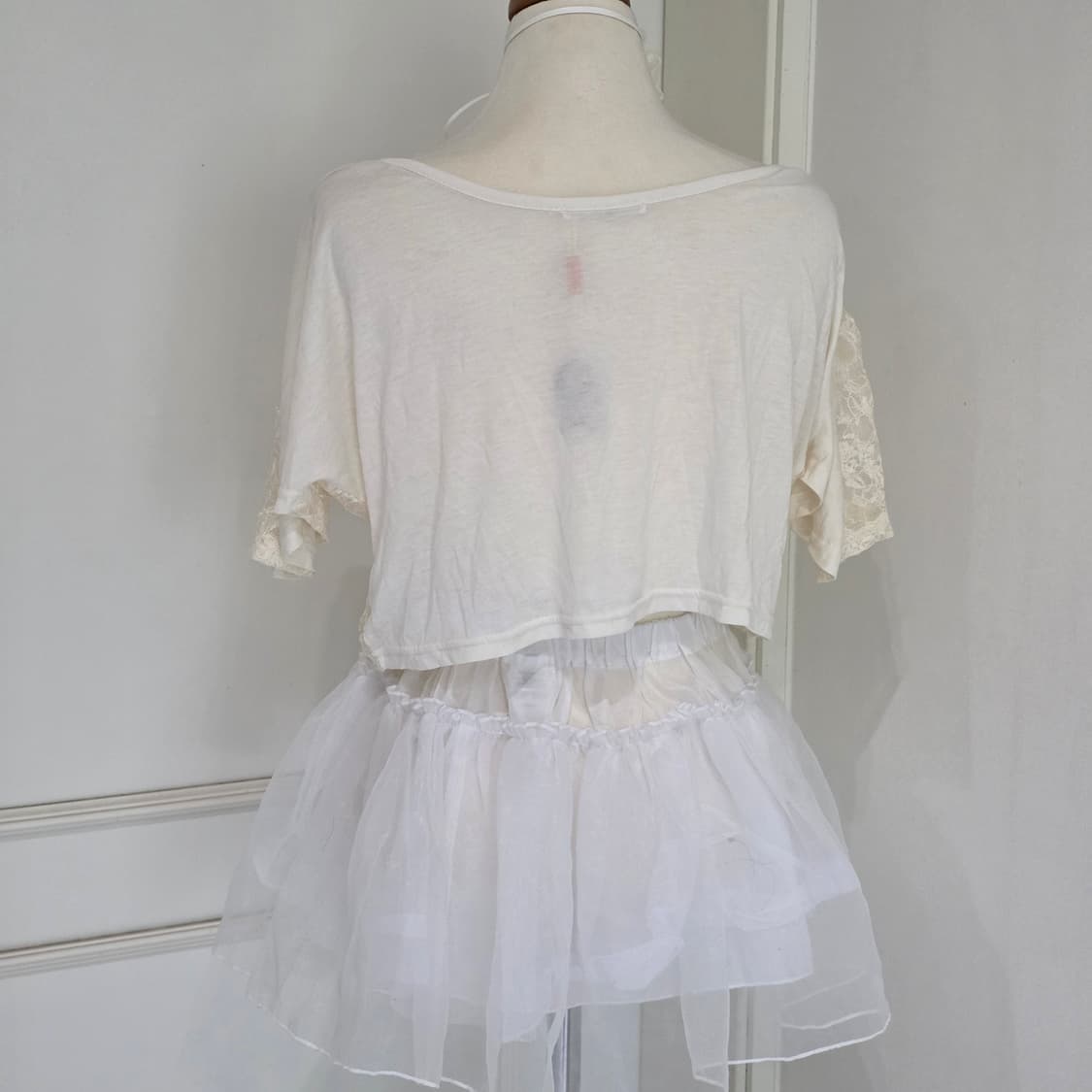 일본빈티지 니트 레이스 시스루 모리걸 라떼갸루 반팔블라우스 상품이미지3