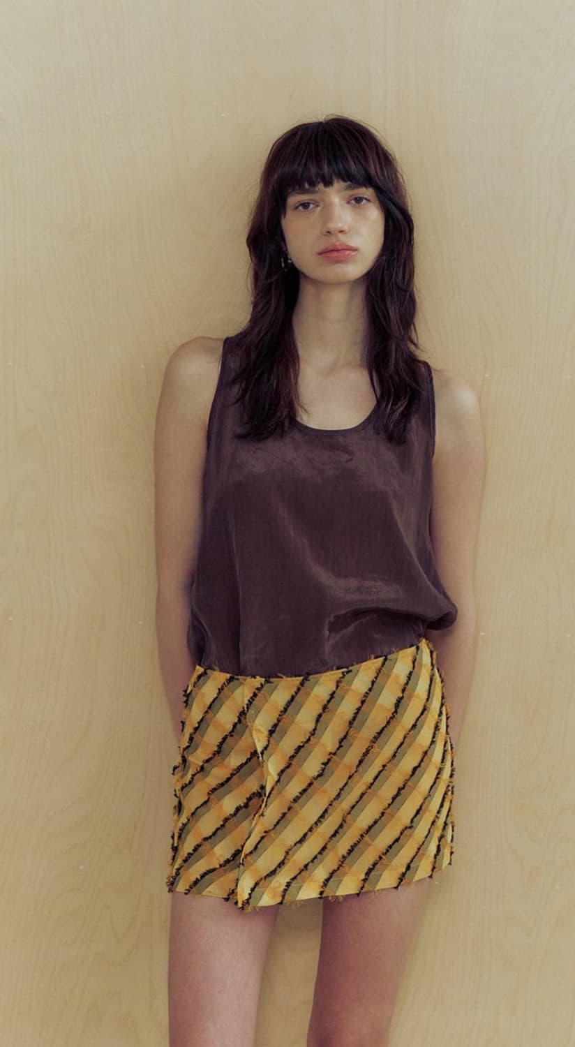 포지프레클즈 Fringe Check Wrap Skirt 체크스커트 상품이미지2