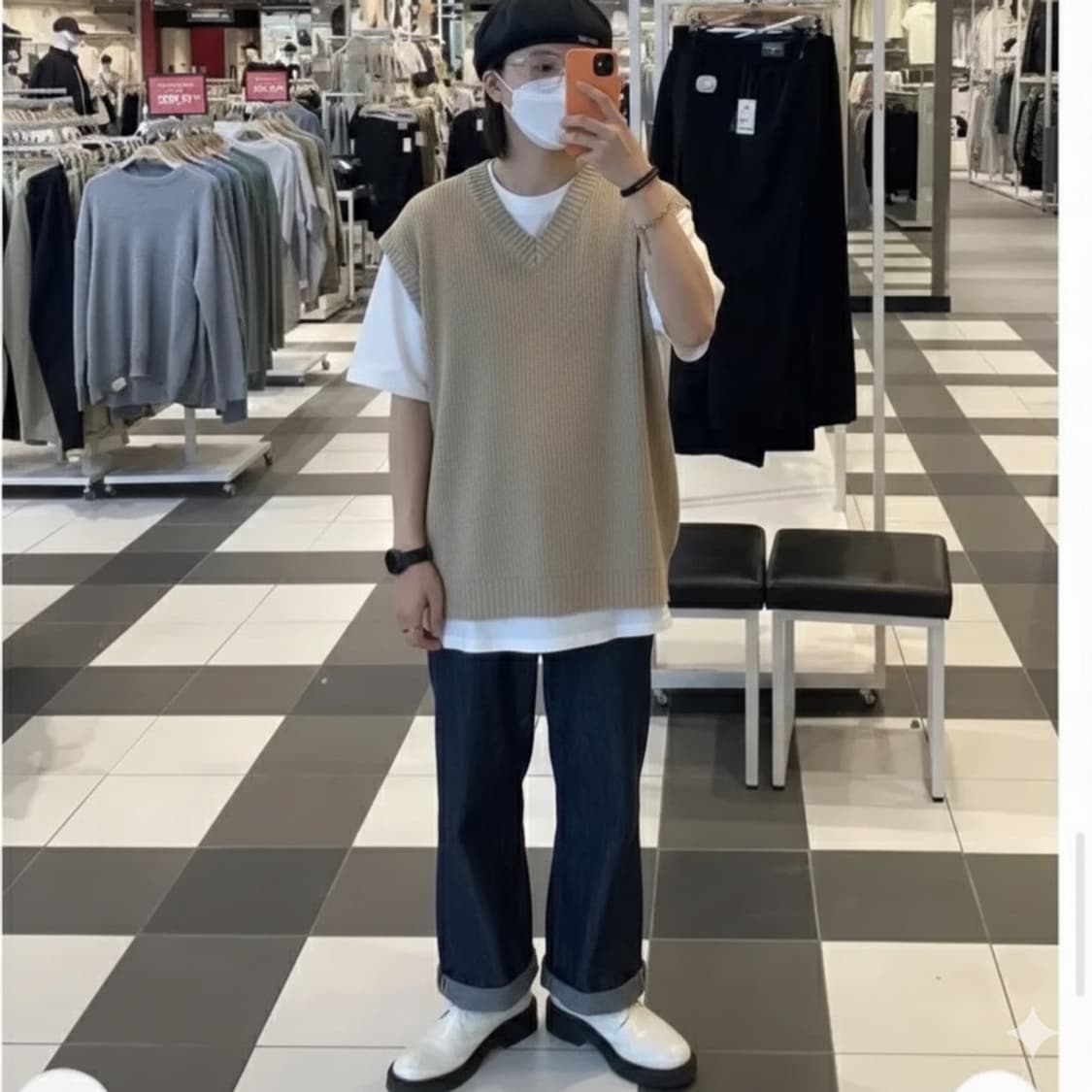 [새제품] SPAO 스파오 오버핏 니트 조끼 L사이즈 베이지 상품이미지1