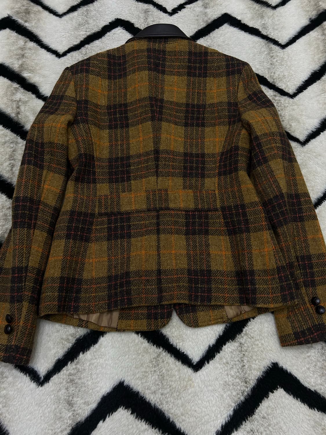 [여성44]빈폴 헤리스트위드 체크 울 블레이저/양가죽카라 상품이미지3