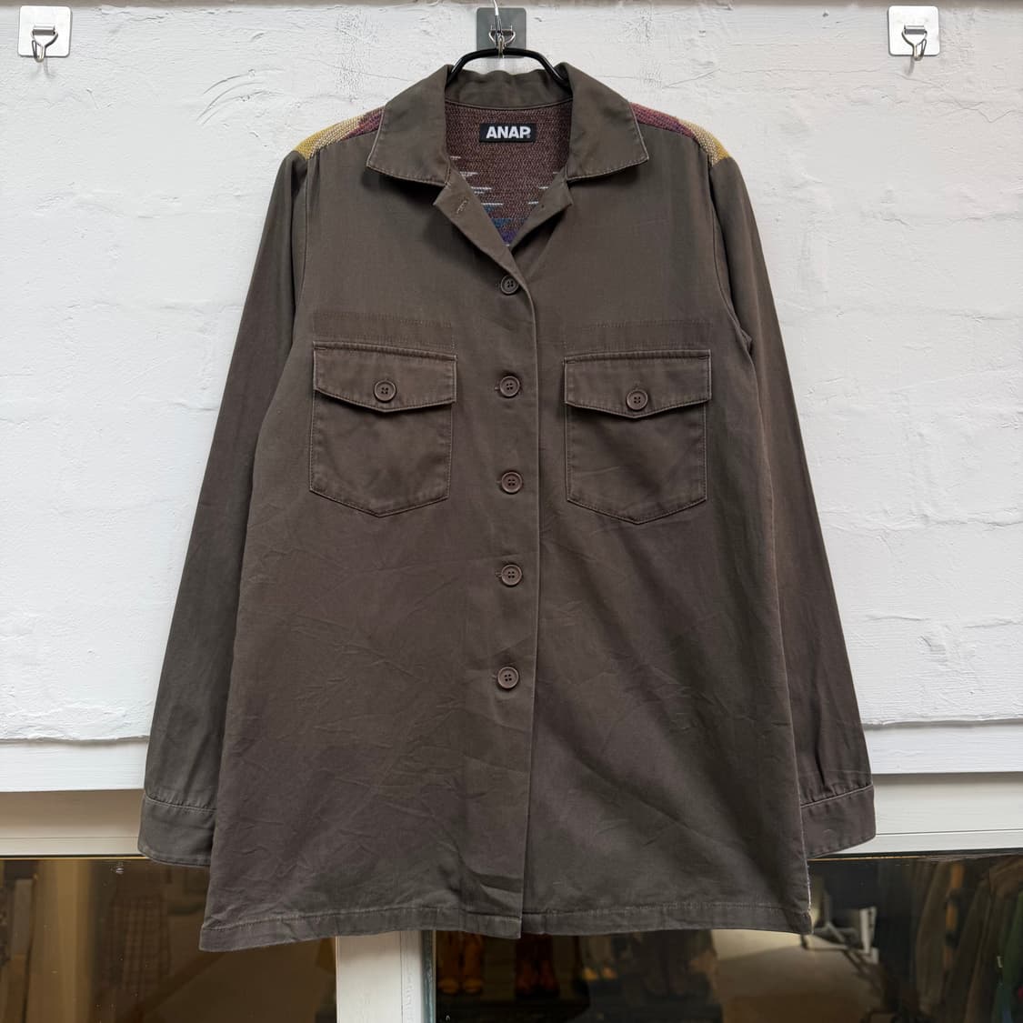 ANAP 나바오 패턴 밀리터리 워크셔츠 S 상품이미지1