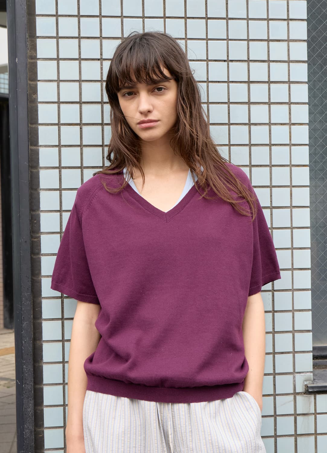 르바(LEVAR) Fresh Cotton V-Neck Knit 상품이미지1