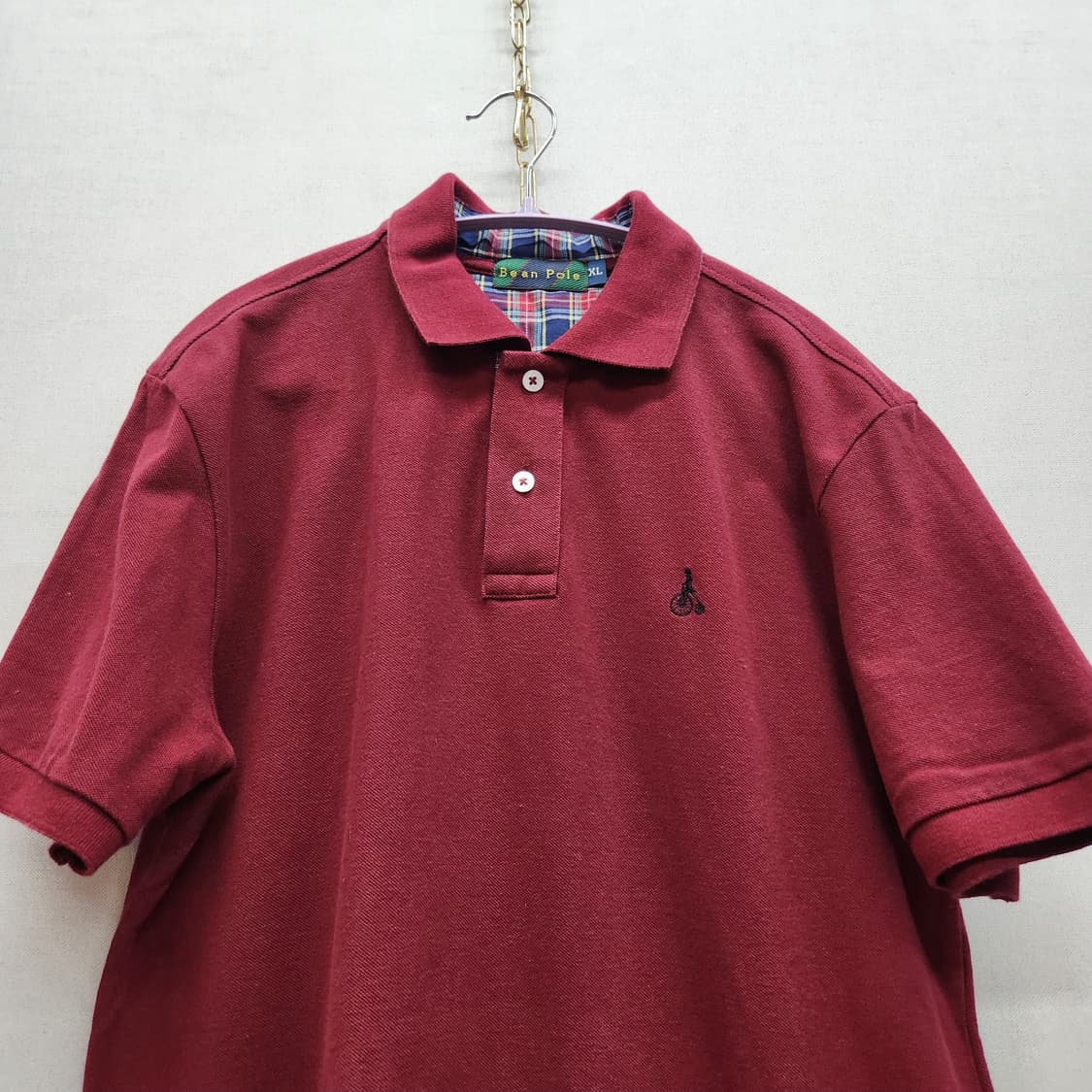 빈폴 로고자수 버건디 반팔카라 XL(L) 상품이미지2