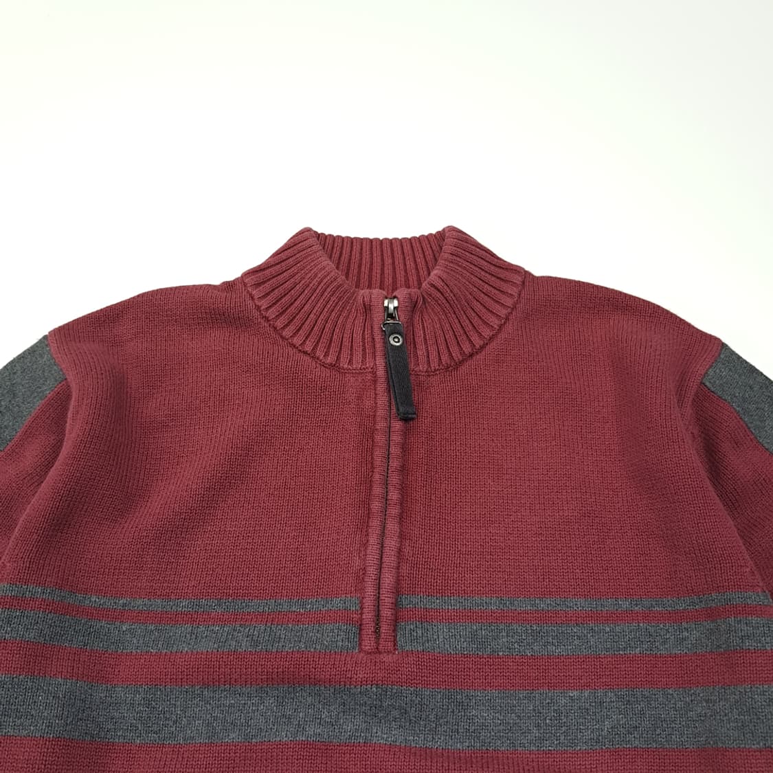 CL174 할리데이비슨 코튼 빅레터링 버건디 하프집업 니트 스웨터 상품이미지2