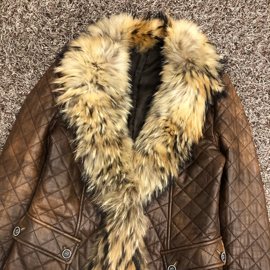 빈티지 양가죽 라쿤 퍼 레더 가죽 자켓 상품이미지2