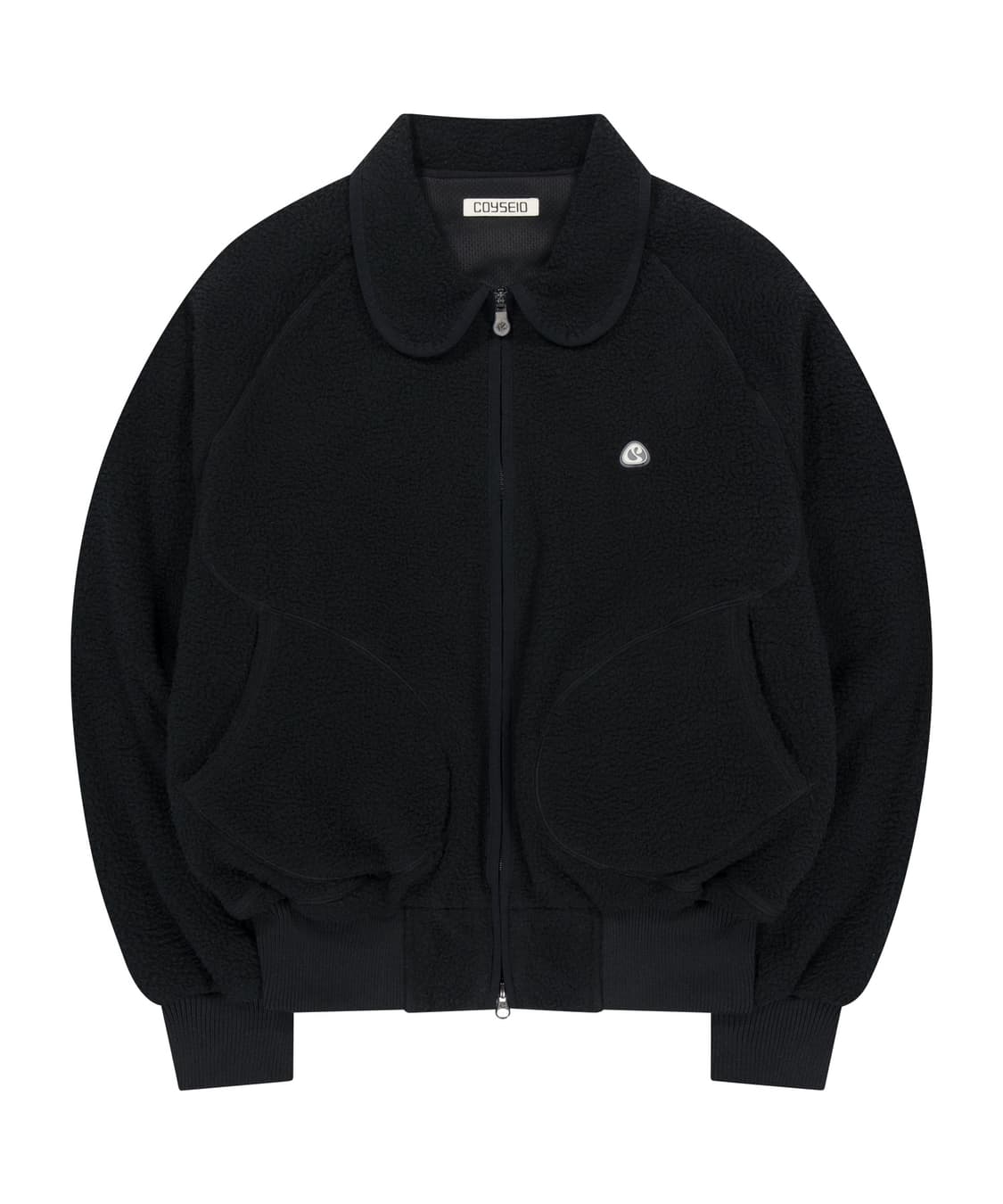 coyseio ROUND COLLAR FLEECE JACKET BLACK 상품이미지1