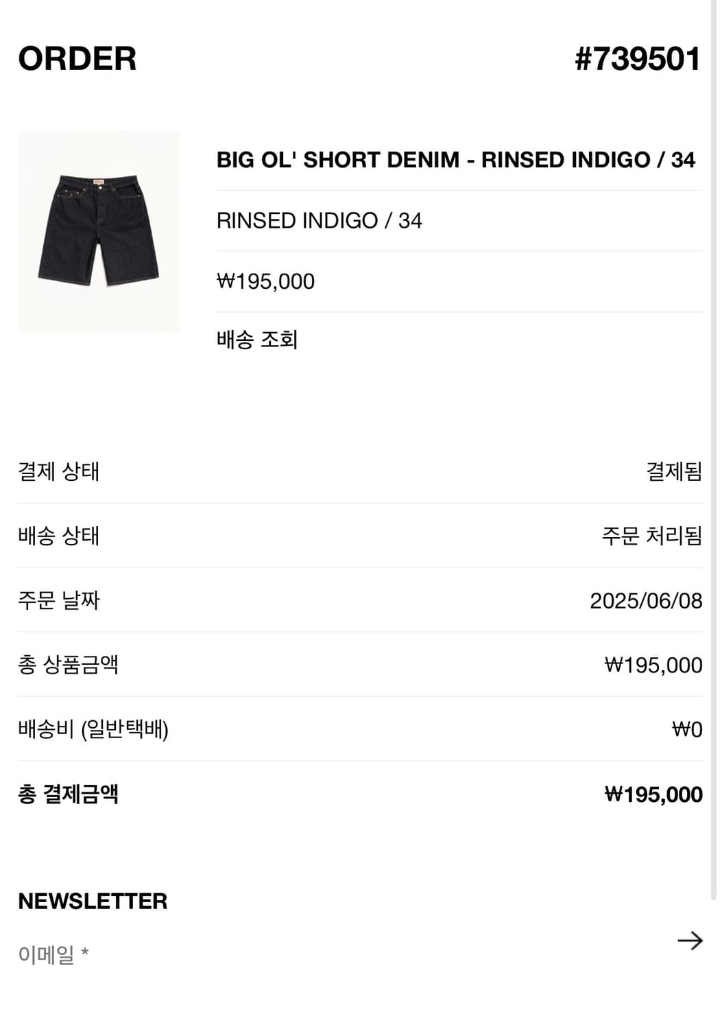 스투시 데님 빅올 쇼츠 인디고 상품이미지1