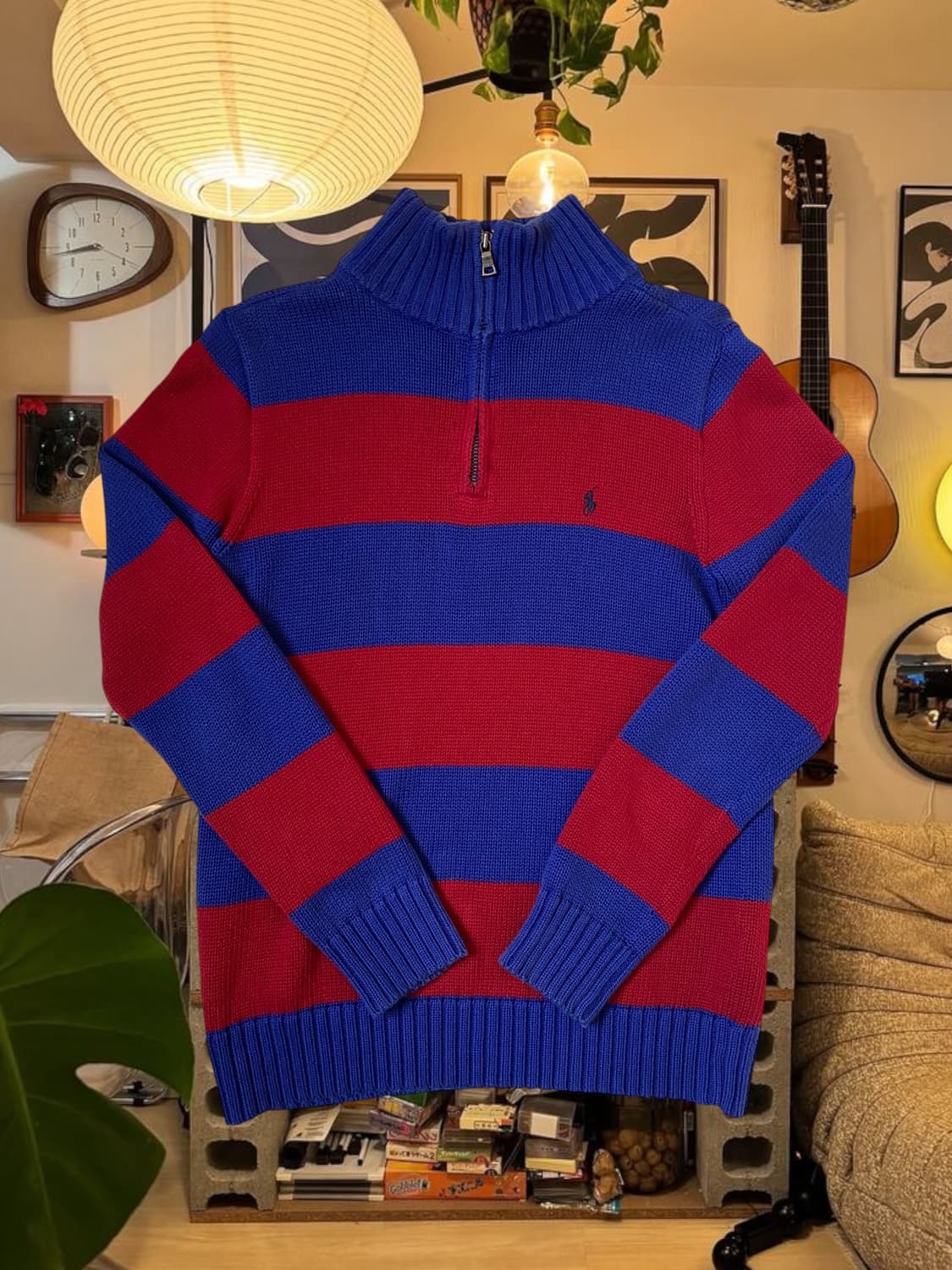 폴로 스트라이프 반집업 니트 (Woman L) AB1389 상품이미지1