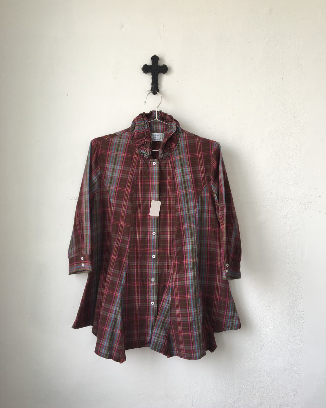 Check pattern high neck jacket 상품이미지2
