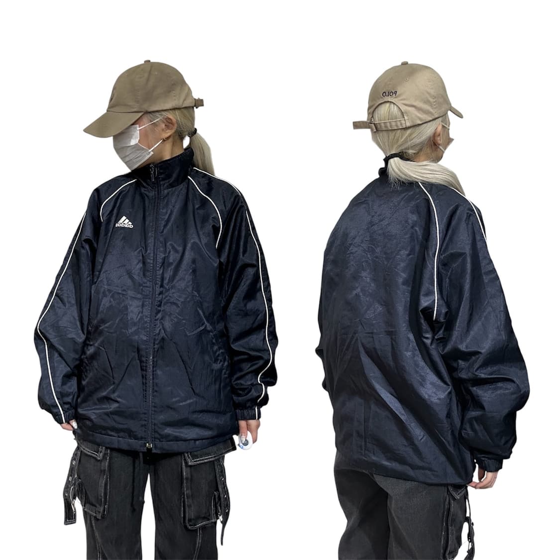 아디다스 네이비 화이트 사이드 라인 바람막이 자켓 M 상품이미지1