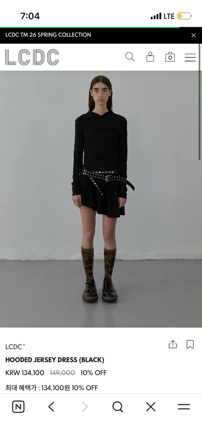 LCDC 원피스 [S] HOODED JERSEY DRESS (BLACK) 상품이미지1